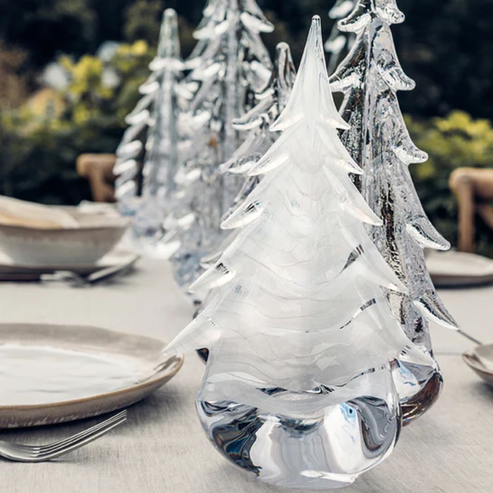 Simon Pearce Handmade Snowdrift Evergreen Glass Tree in Gift Box