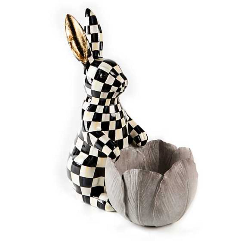 MacKenzie-Childs Hand - painted Courtly Check Bunny Flower Pot for Spring