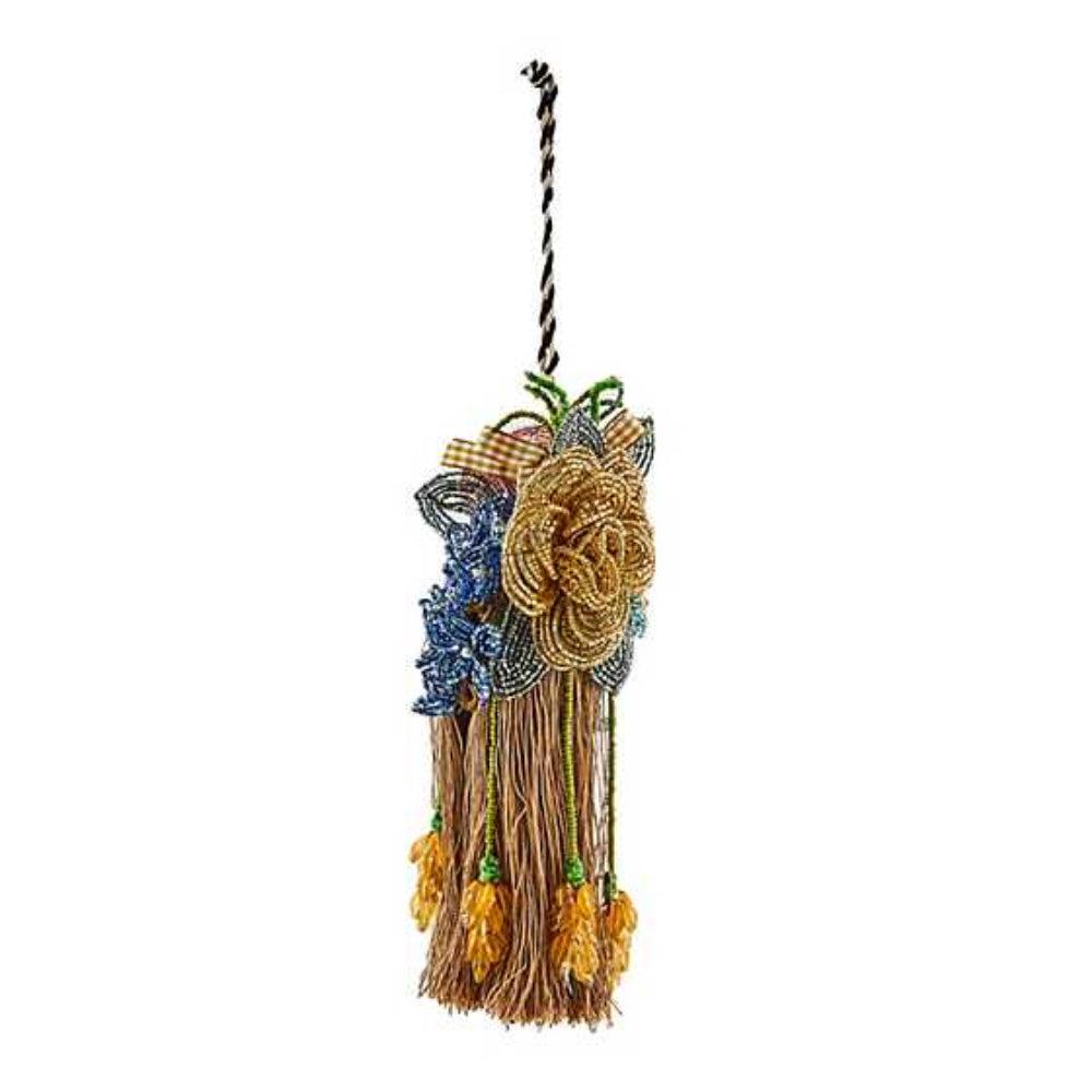 MacKenzie-Childs Exquisite Floral Beaded Tassel for Home Decor