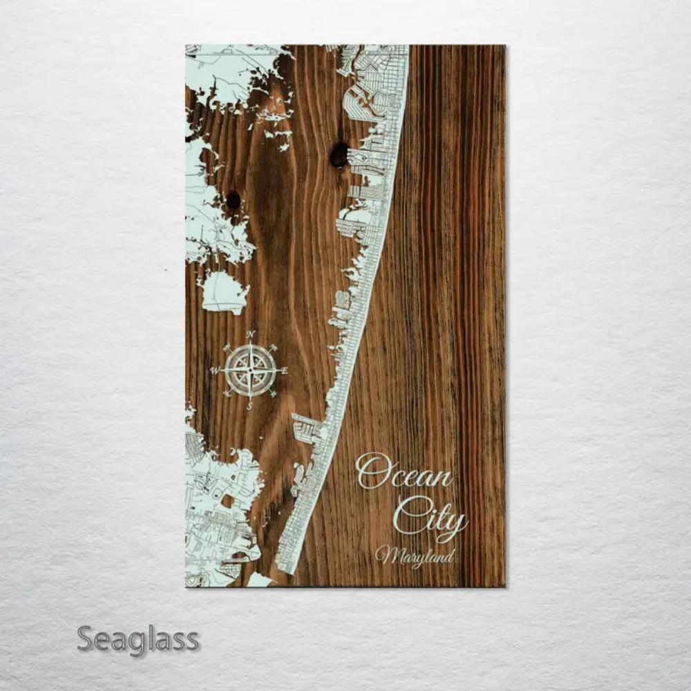 Fire & Pine 2024 Small Decorative Ocean City Maryland Street Map Board