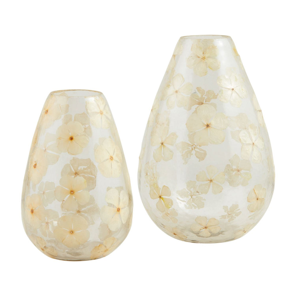 Mud Pie Artistic Pressed Flower Decorative Glass Vase