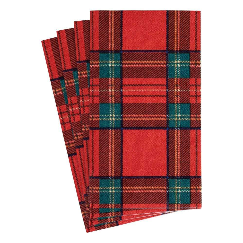 Caspari High - Quality Royal Plaid Design Paper Guest Towel Napkins - Pack Containing 15 Pieces