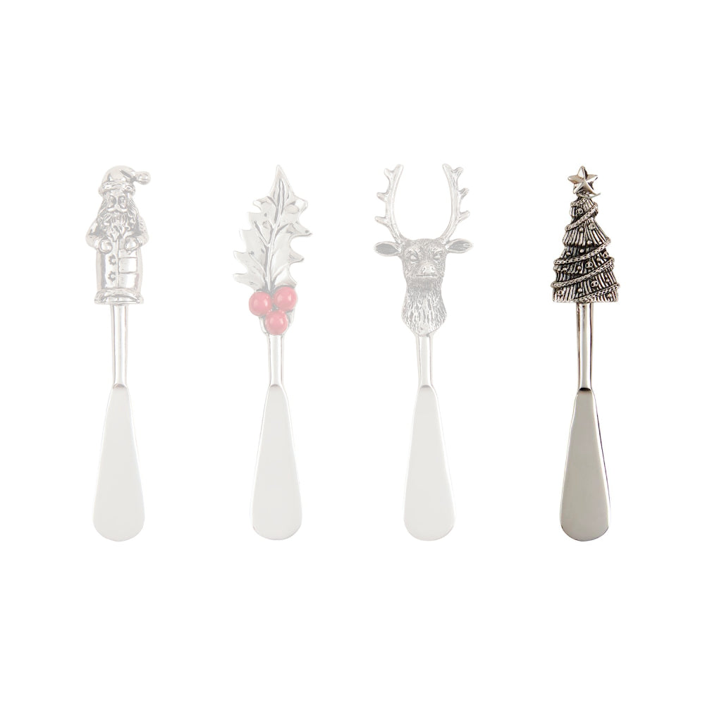 Mud Pie Christmas Stainless Steel Spreaders with Cast Aluminum Handles