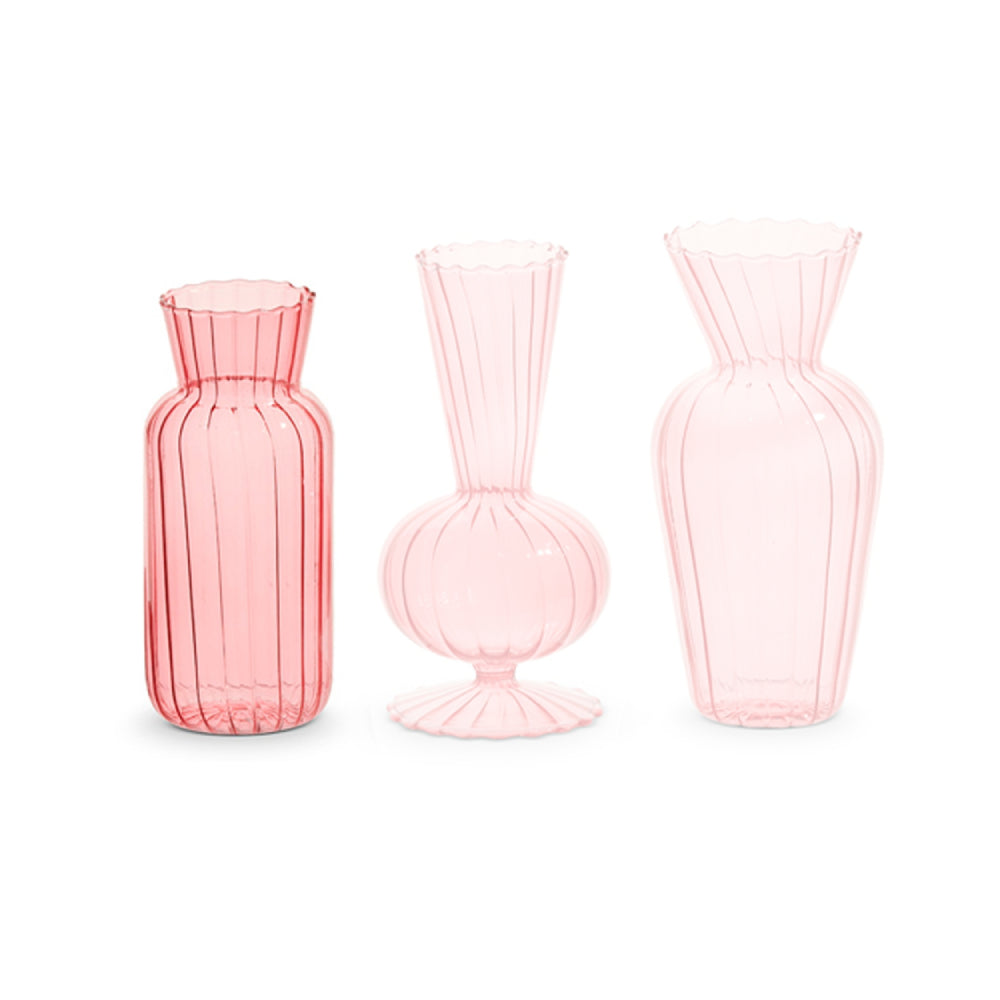 Raz Imports Set of 6 Pink Glass Vases for Decorative Purposes