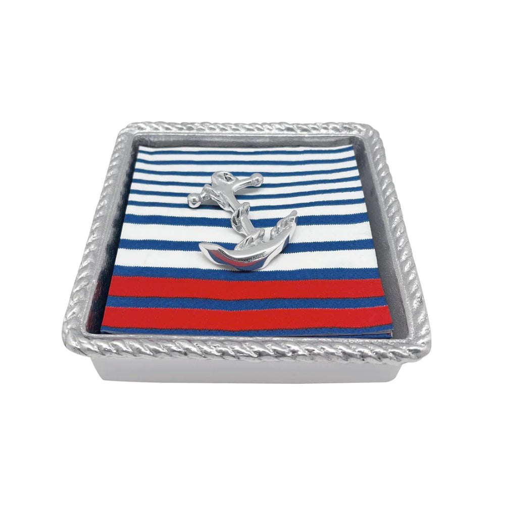 Elegant Handmade Mariposa Anchor Rope Recycled Aluminum Napkin Box Set