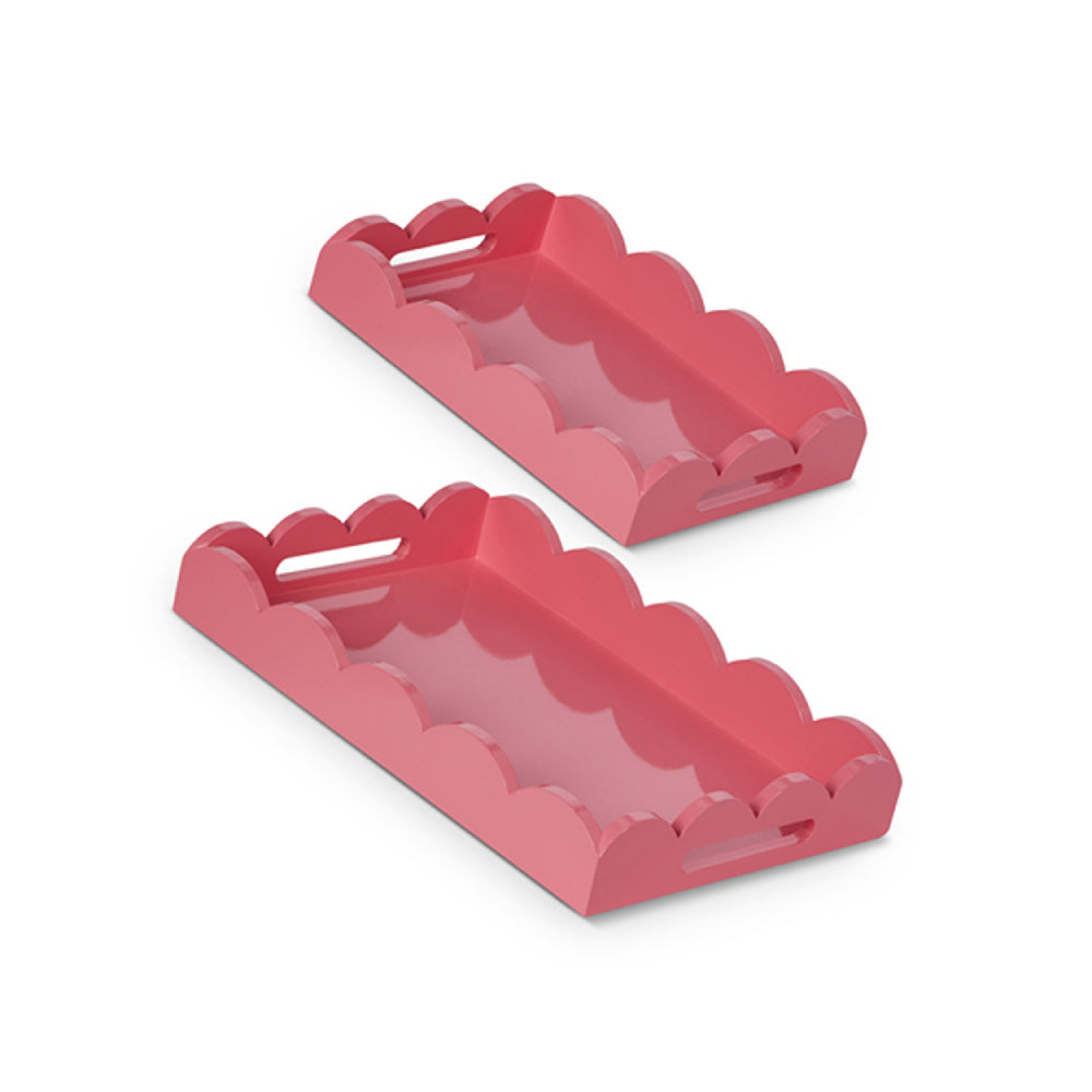 Raz Imports Assorted Bubblegum-Style Scalloped MDF Trays in Large & Small Sizes