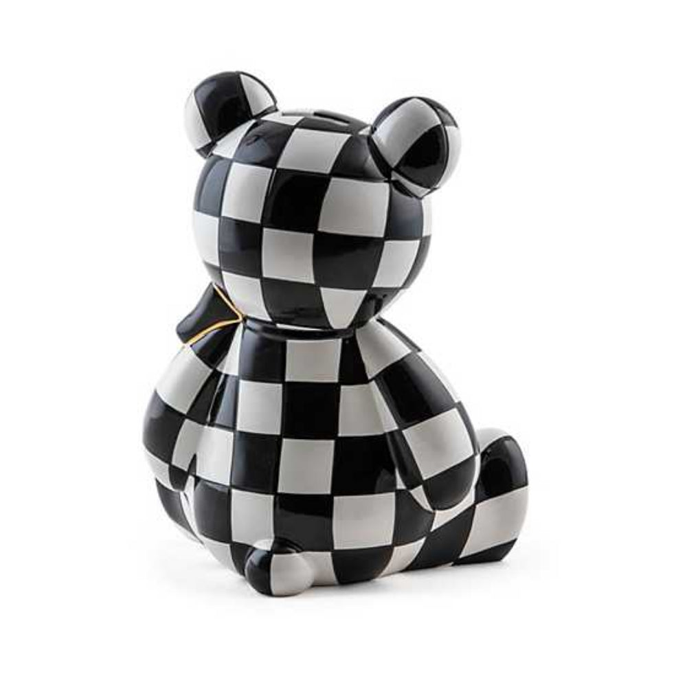 MacKenzie-Childs Courtly Hand - Painted Ceramic Bear Piggy Bank for Stylish Saving