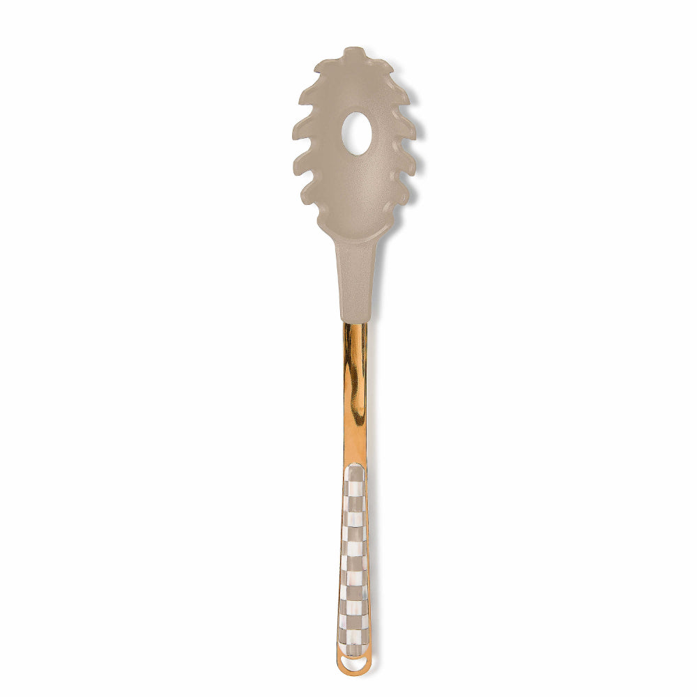 MacKenzie-Childs Stylish Mocha Checked Silicone - Coated Pasta Spoon
