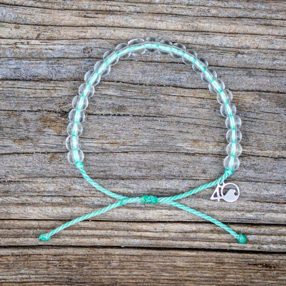 4Ocean Sea Foam Green Beaded Bracelet Featuring Loggerhead Sea Turtle Design