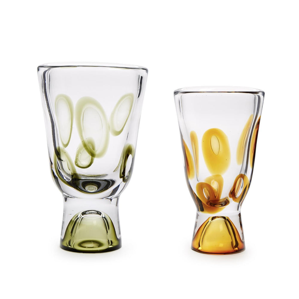 Two's Company Hand-Blown Artistic Glass Vase with Mesmerizing Circle Design
