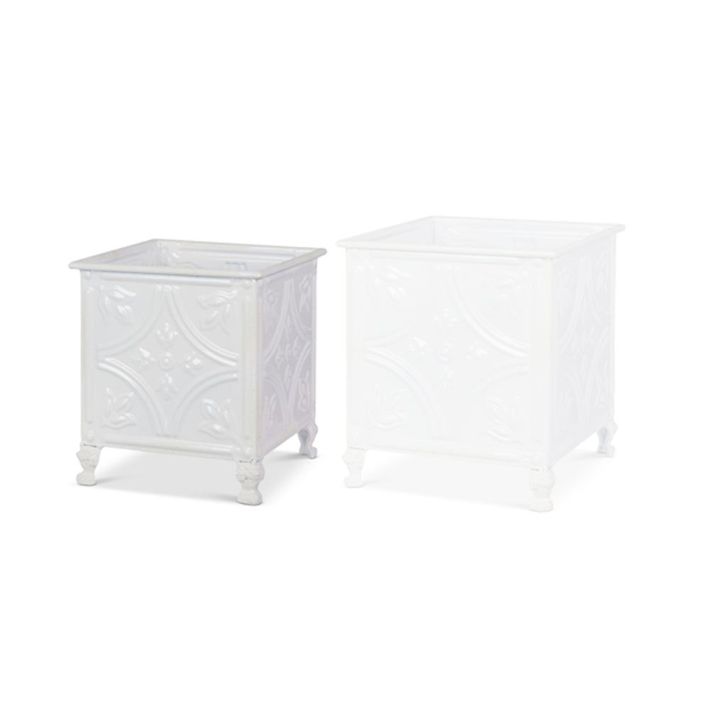 Raz Imports 10.75-Inch White Iron Tile Planters for Individual Sale