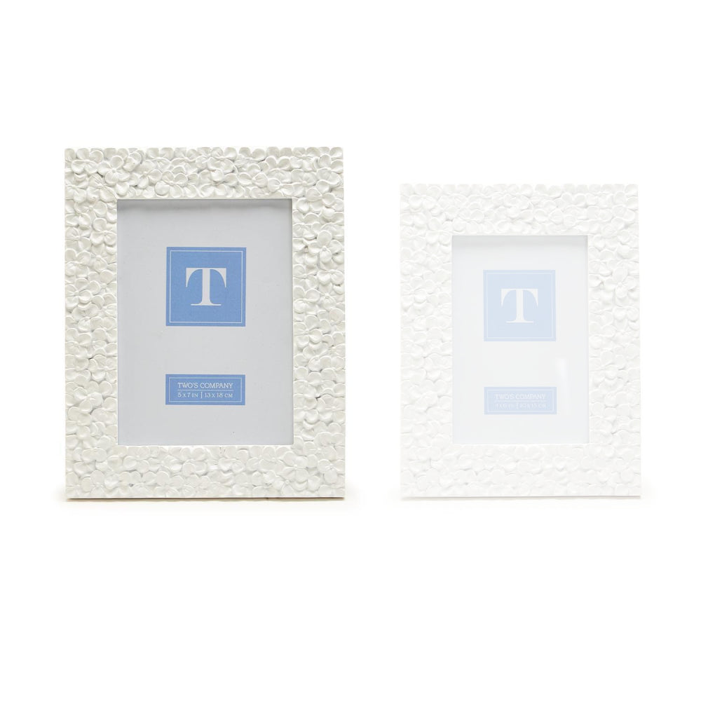 Two's Company Elegant Hydrangea Flower Resin Photo Frames in 4x6 and 5x7 Sizes