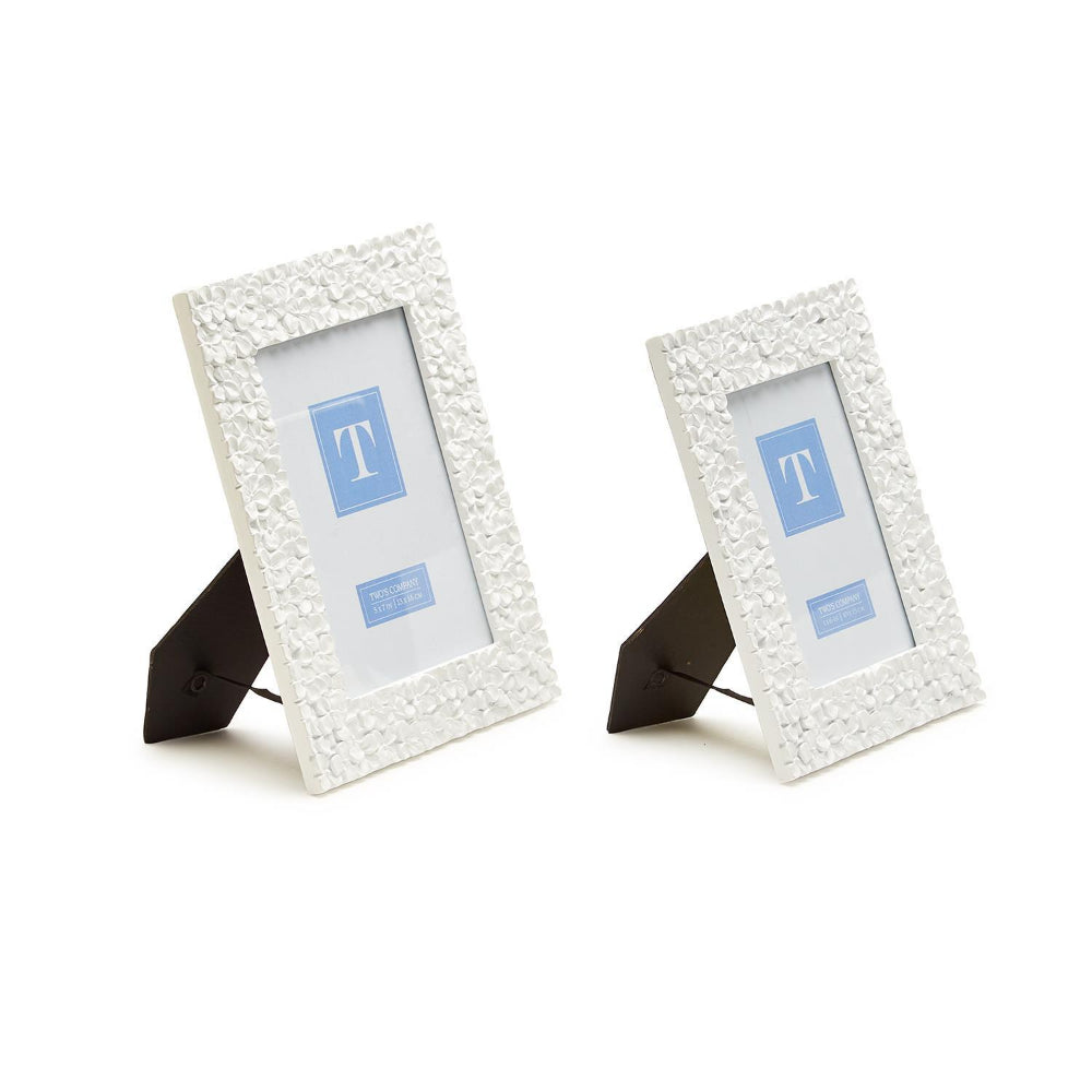 Two's Company Elegant Hydrangea Flower Resin Photo Frames in 4x6 and 5x7 Sizes