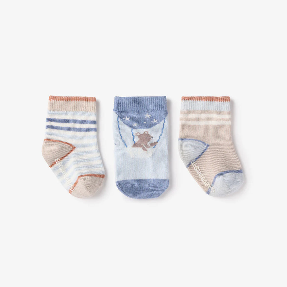 Charming 3 - Pack Baby Socks for 0 - 12 Months with Magical Designs and Non - Slip Feature