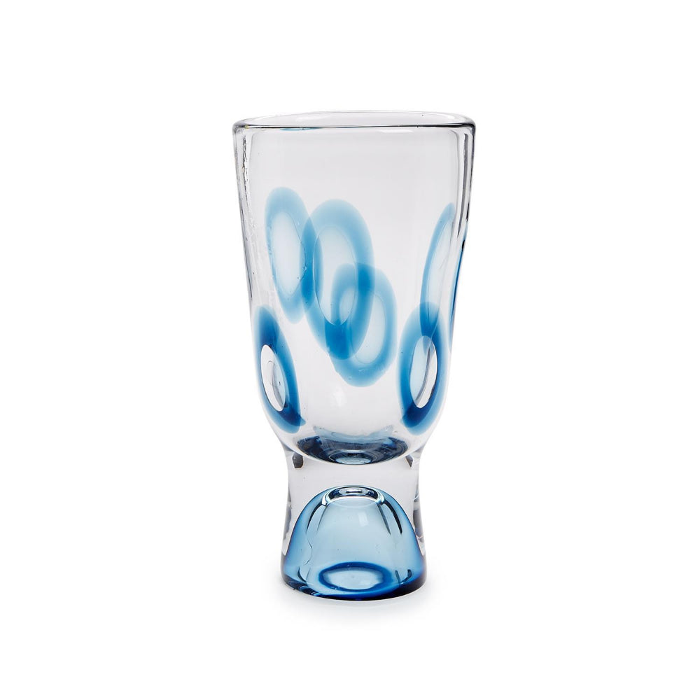Two's Company Hand-Blown Artistic Glass Vase with Mesmerizing Circle Design