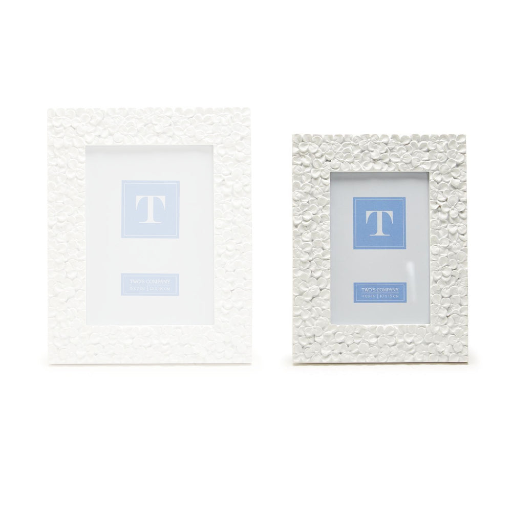 Two's Company Elegant Hydrangea Flower Resin Photo Frames in 4x6 and 5x7 Sizes