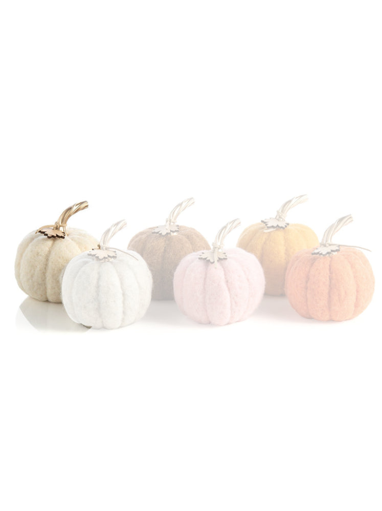 Shiraleah Felt Pumpkins in Assorted Neutral Colors with Gold Stem
