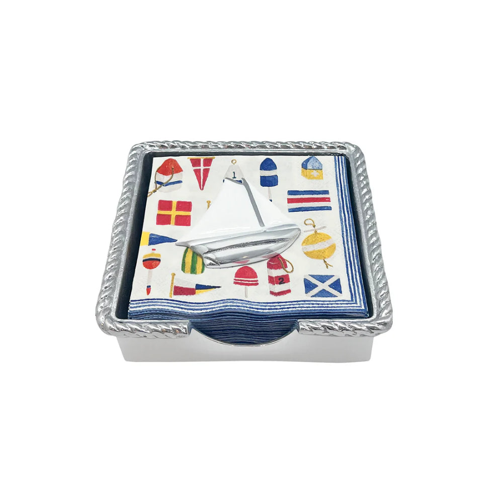 Exquisite White Sailboat-Inspired Rope Napkin Box Set for Elegant Dining