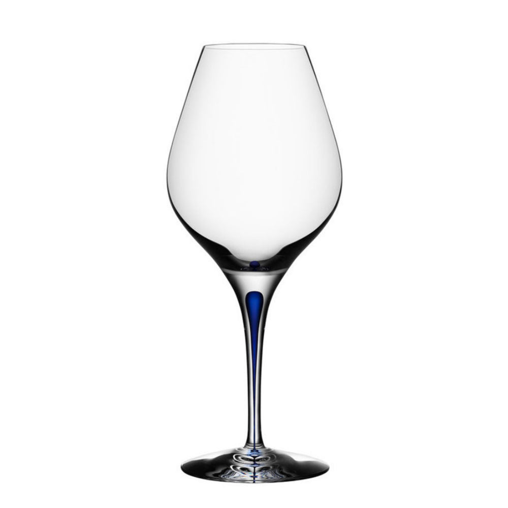 Swedish Mouth-Blown Orrefors Intermezzo Blue Aroma Wine Glass