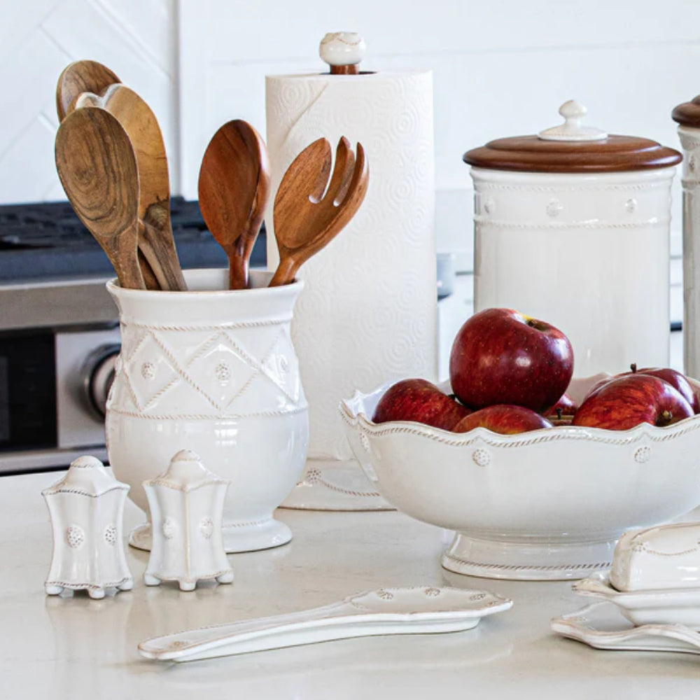 Juliska Whitewashed Berry & Thread Ceramic Spoon Rest for Pristine Countertops