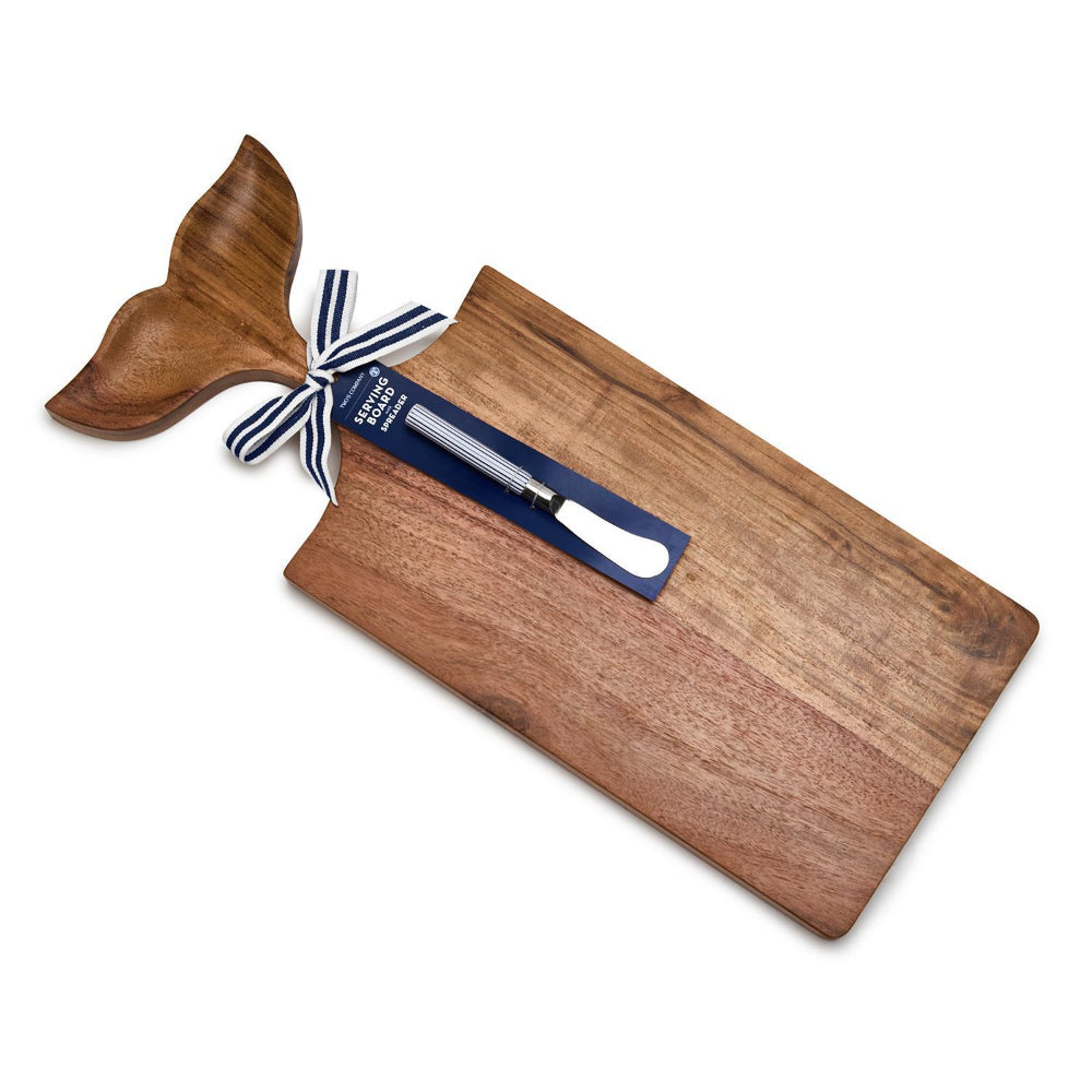 Charming Two's Company Oh Whale Wooden Serving Board with Spreader