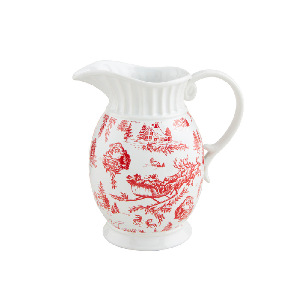 Mud Pie Toile Design Stoneware Ceramic Beverage Pitcher