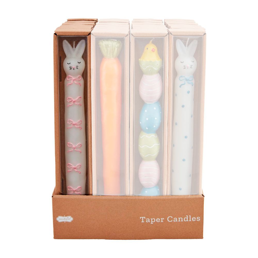 Hand - painted Mud Pie Taper Candle for Easter
