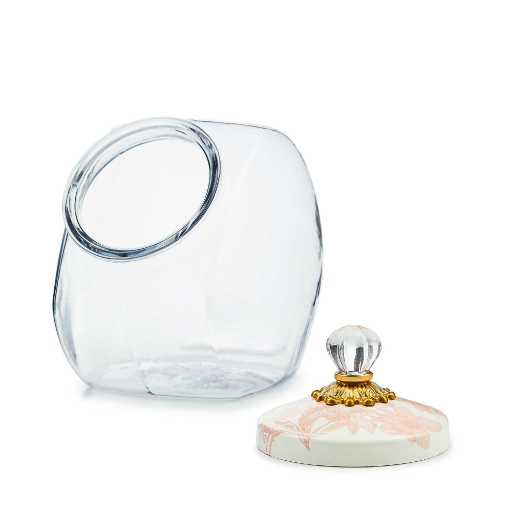 Mackenzie-Childs Decorative Cookie Jar Featuring a Rosy English Garden-Inspired Lid