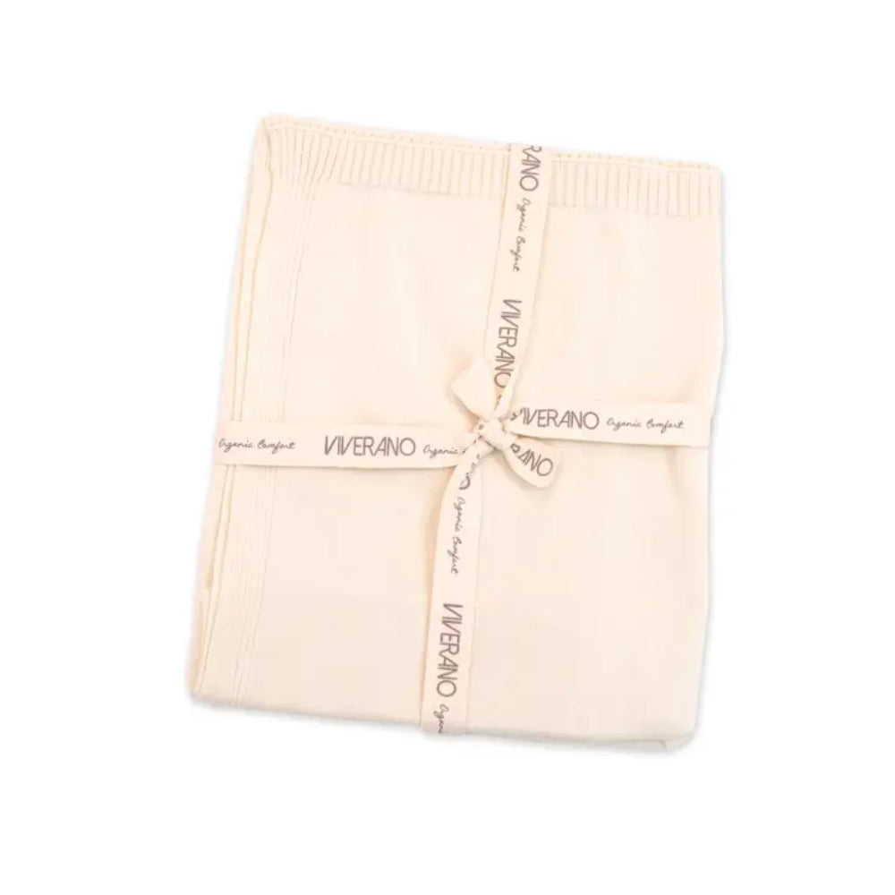 Viverano Organics Premium Milan Pastel Baby Blanket Sweater Knit Crafted from Organic Cotton
