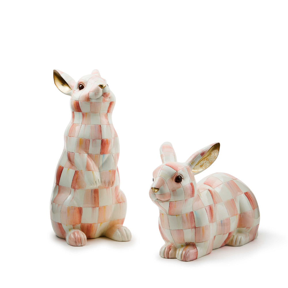 MacKenzie-Childs Adorable Rosy Checked Standing Bunny Decor
