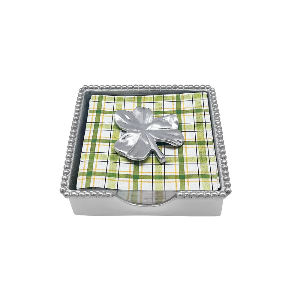 Stylish Handmade Mariposa Shamrock Beaded Napkin Box Set for Festive Occasions