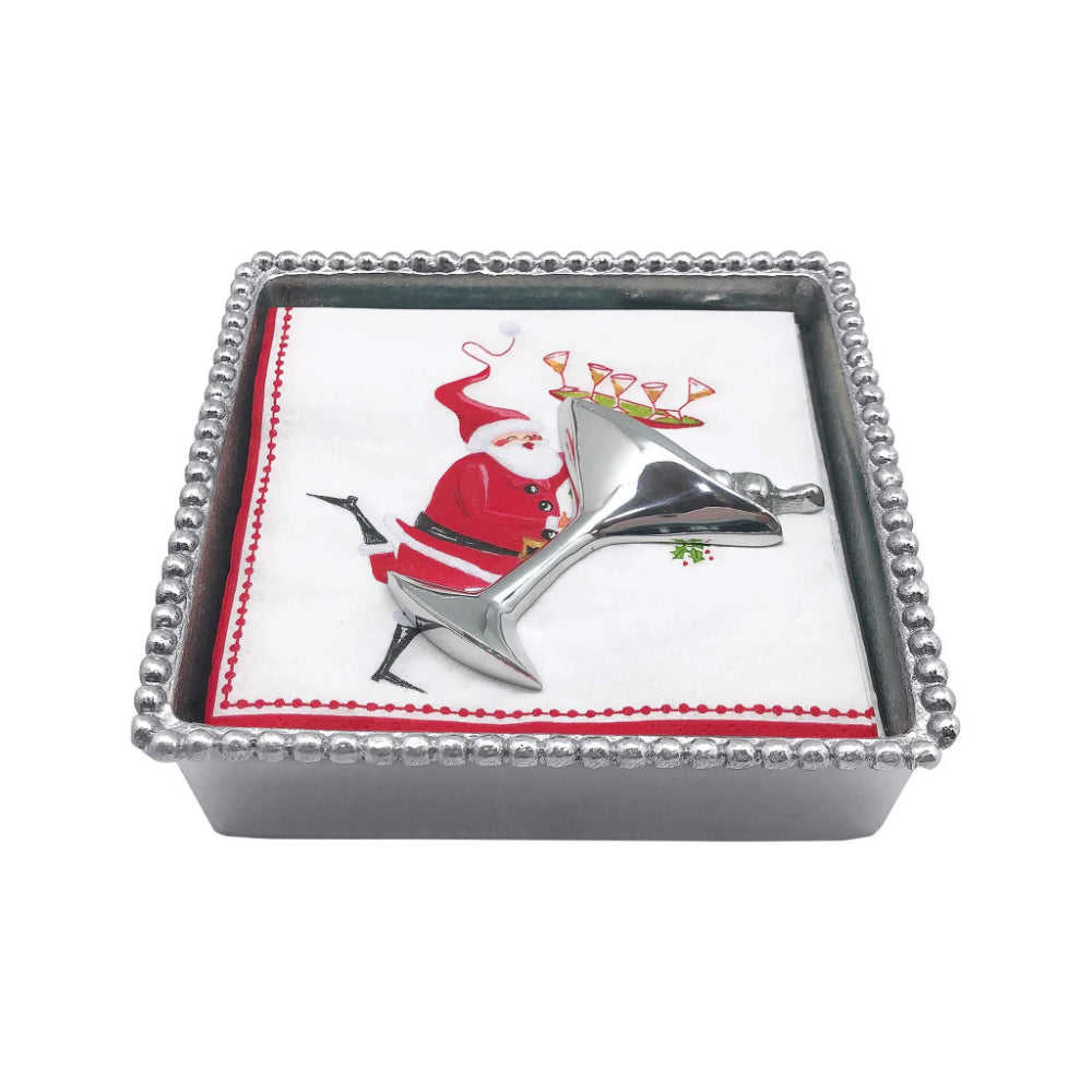 Exquisite Mariposa Holiday Beaded Cocktail Napkin Box Set