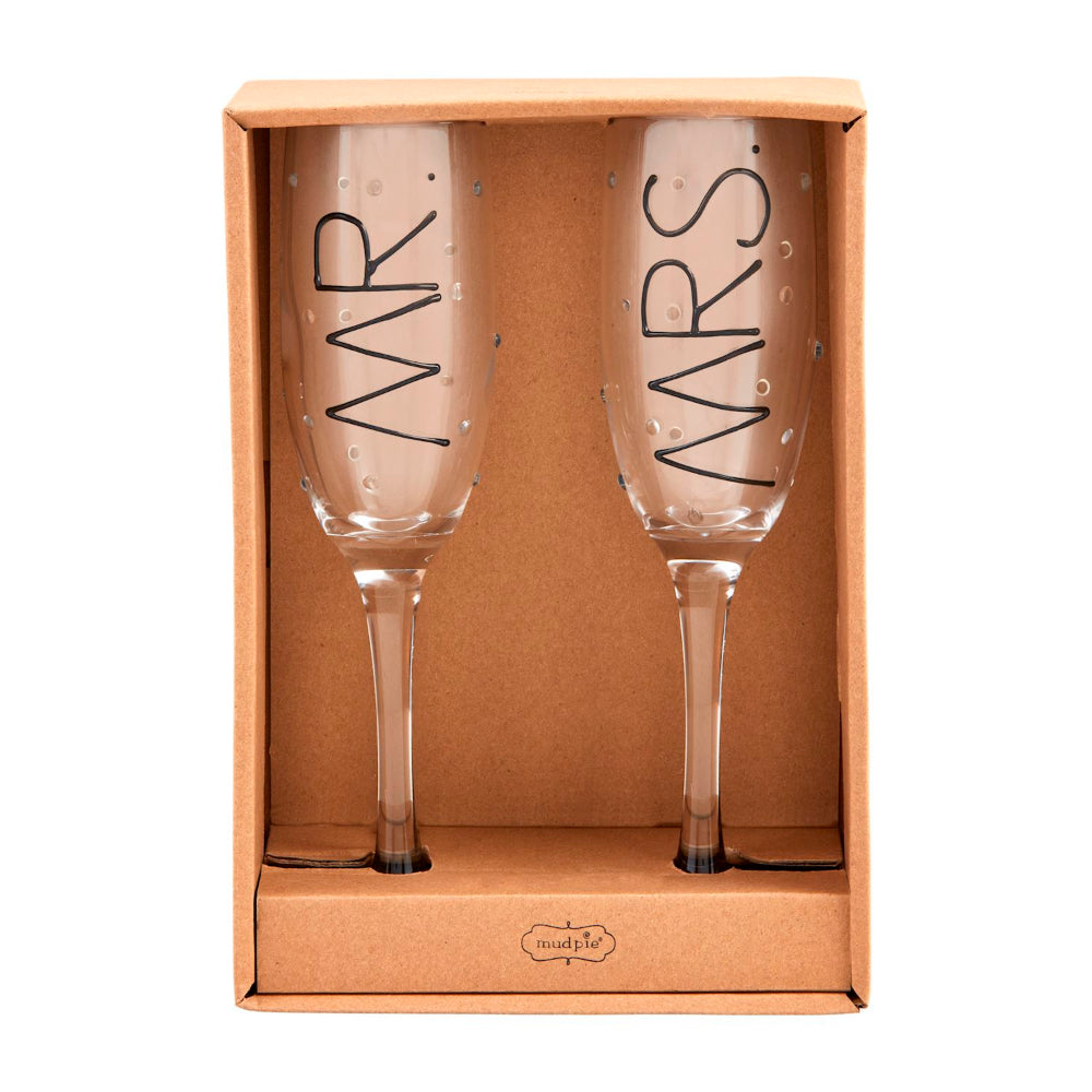 Mud Pie Elegant Mr & Mrs Champagne Flute Set for Special Occasions