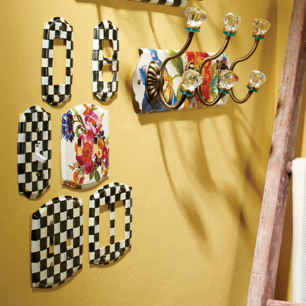 MacKenzie-Childs Courtly Check Design Enameled Double Toggle Light Switch Plate for Home Decor