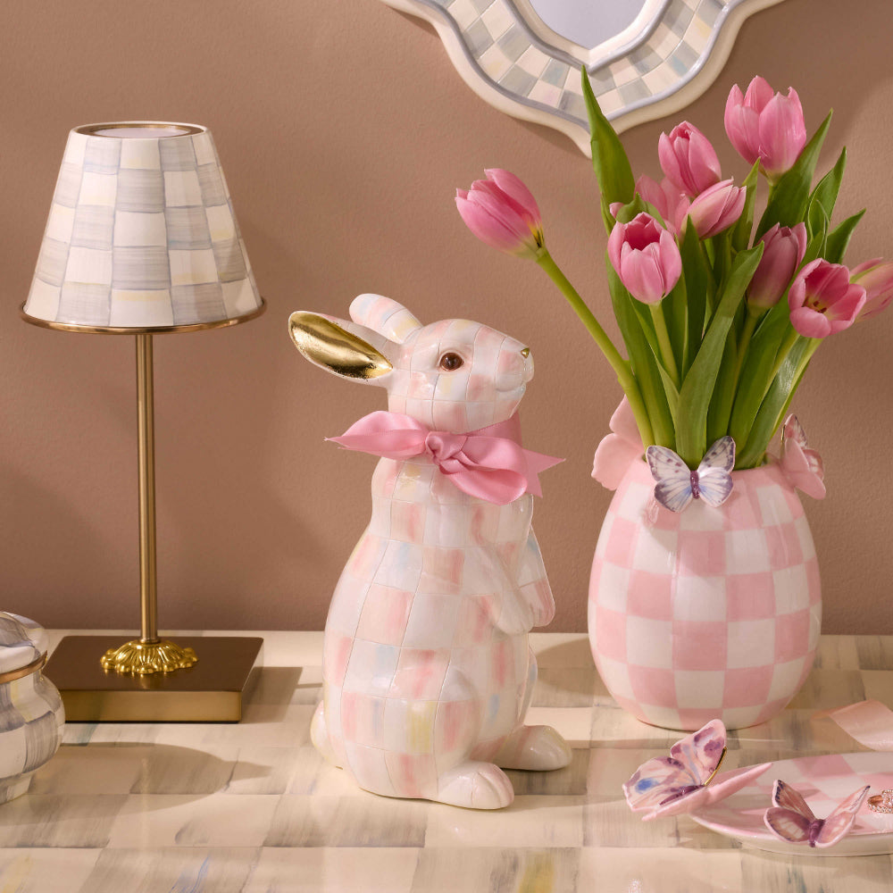 MacKenzie-Childs Adorable Rosy Checked Standing Bunny Decor