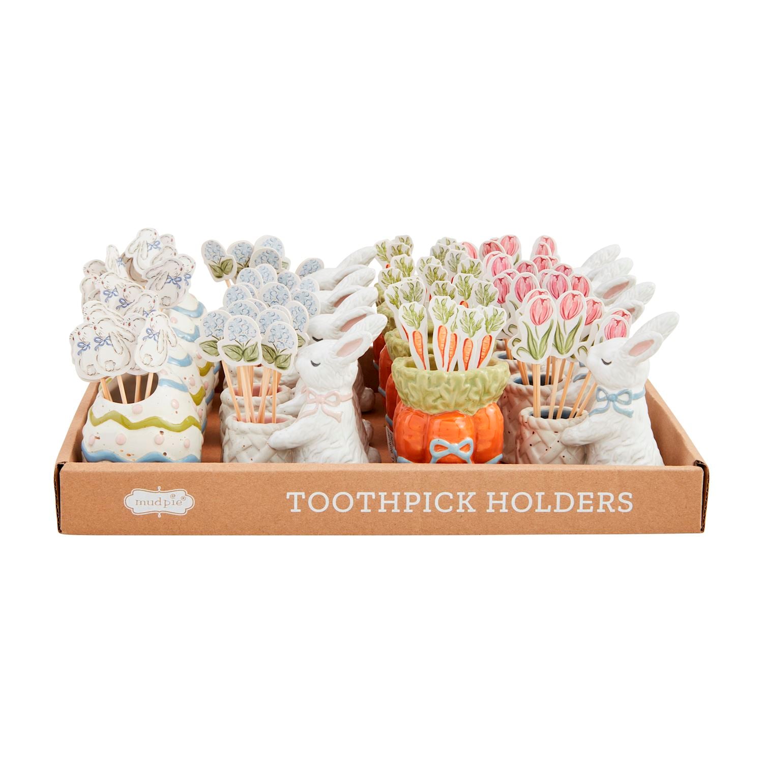 Hand - painted Stoneware Easter Toothpick Caddy 2 - piece Sets