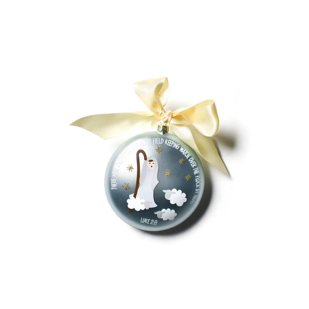 Exquisite Cotton - Colored Birth of Christ Glass Ornament Inspired by Luke 2:8 for Holiday Decor