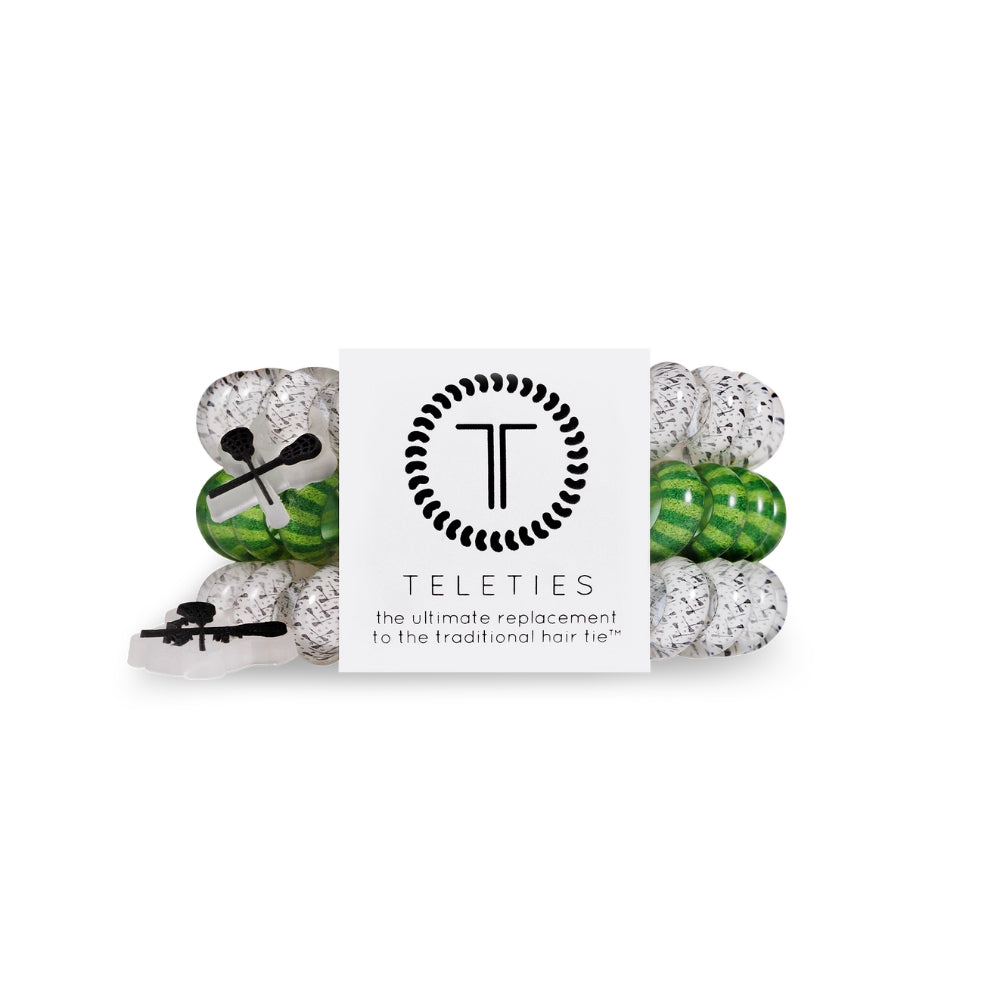 TELETIES Large Lacrosse Themed Spiral Hair Coils Hair Ties (Set of 3)