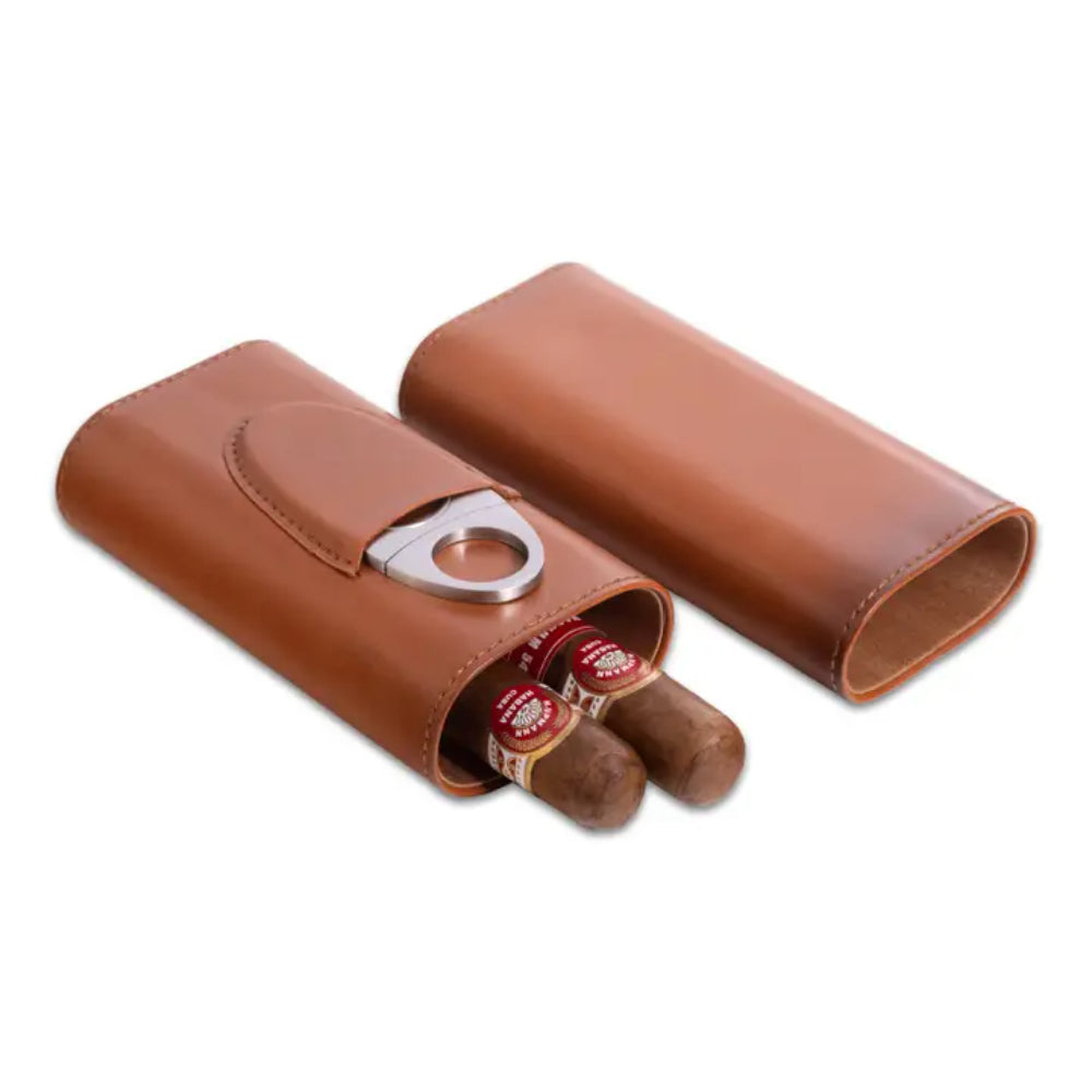 BeyBerk Brown Genuine Leather Richie Brand Cigar Storage Case