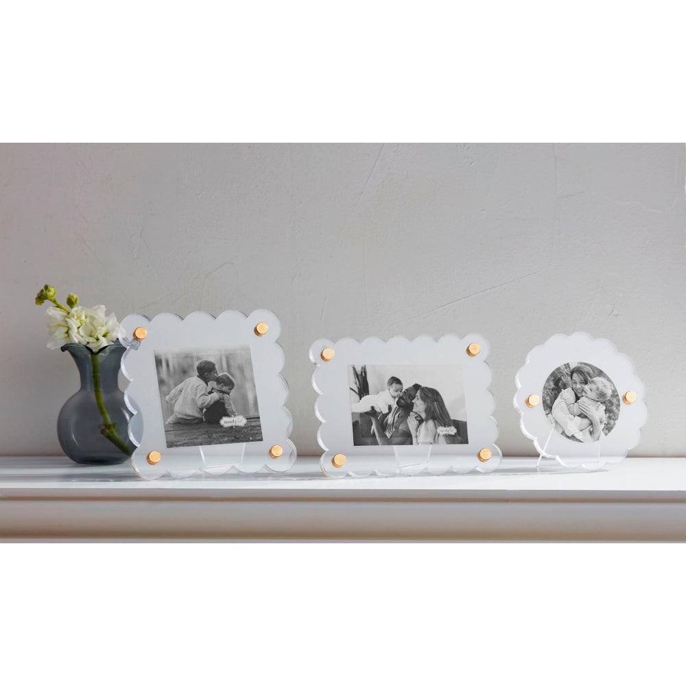 Mud Pie Mini Elegant Scalloped Acrylic Photo Frames for Displaying Precious Memories
