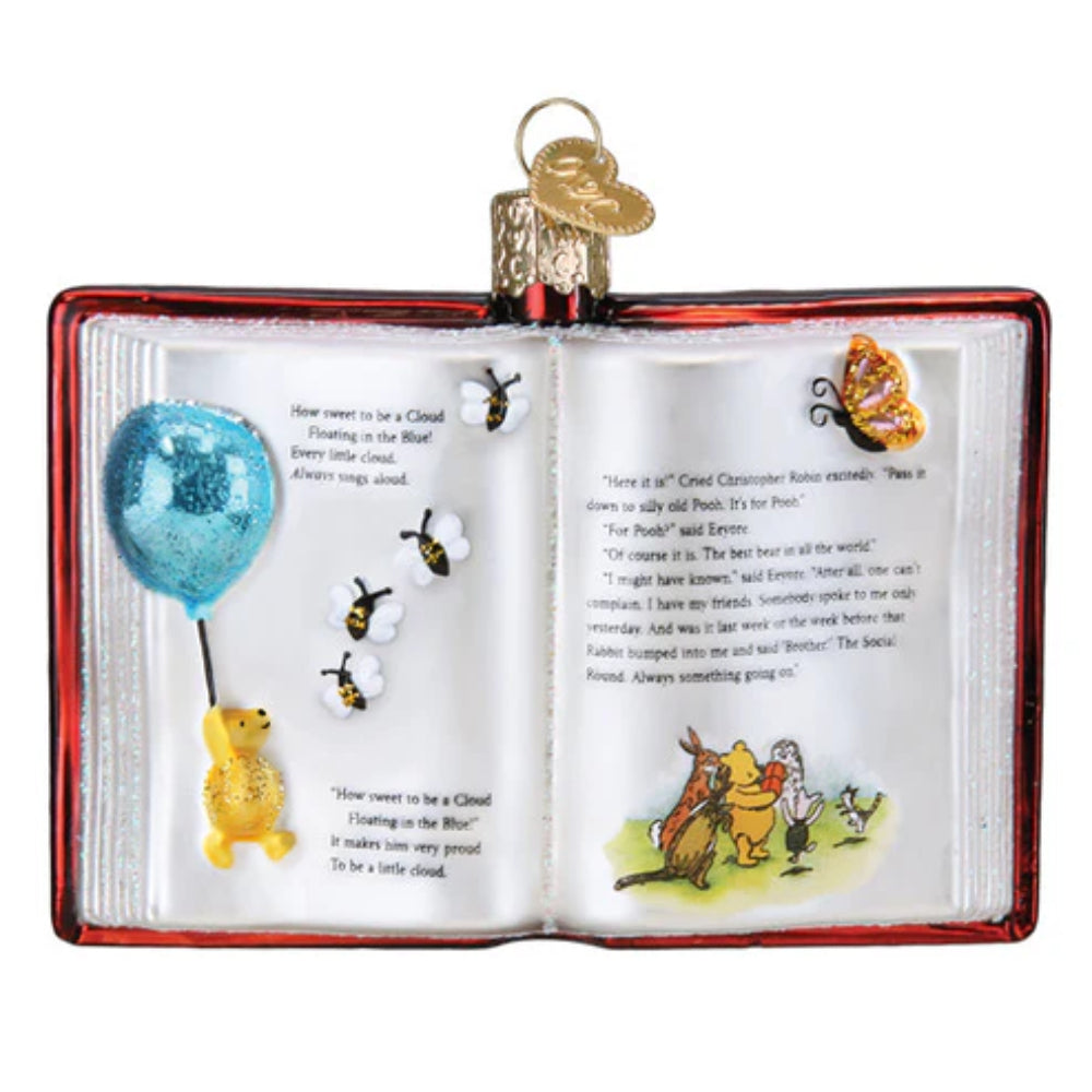 Exquisite Handmade Winnie - the - Pooh Glass Book Ornament