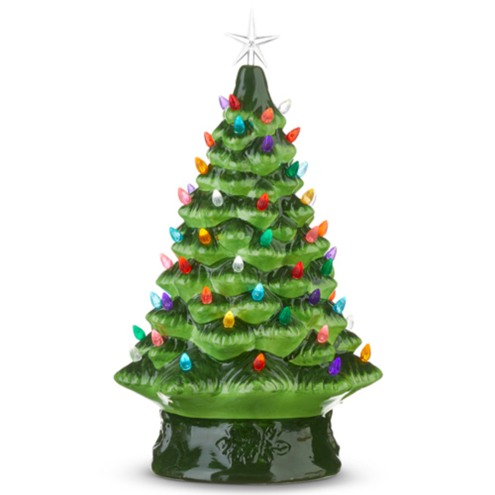 17-Inch Vintage-Style Green Lighted Christmas Tree With Timer Function