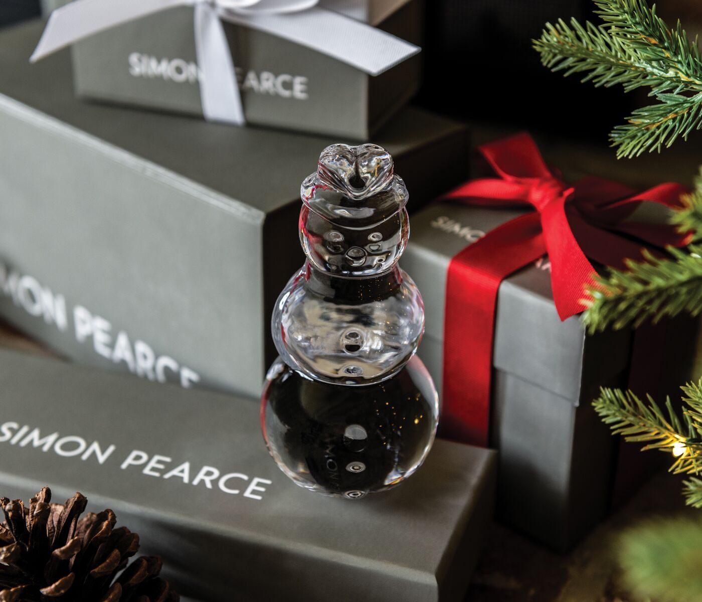 Simon Pearce Small Glass Snowman Decorative Item