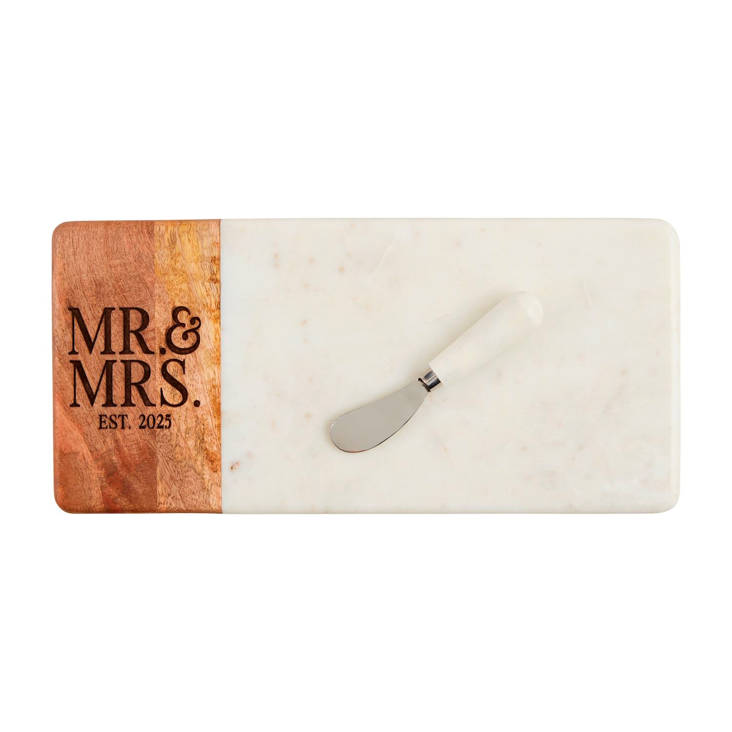 Mud Pie Mr. and Mrs. Established 2025 Elegant Two - Piece Serving Board Set