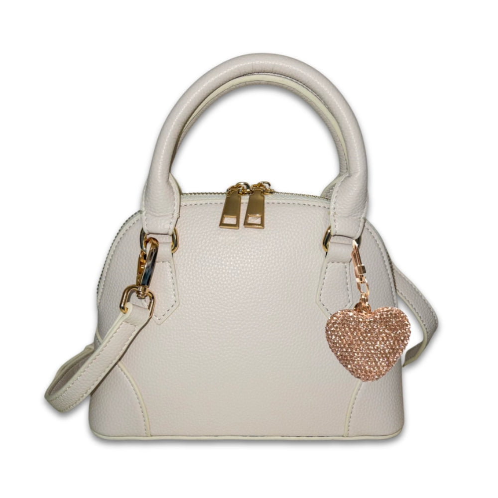 Ivory Carrying Kind Charlotte Pleather Handbag with Gold Charming Heart Edition for Young Fashionistas