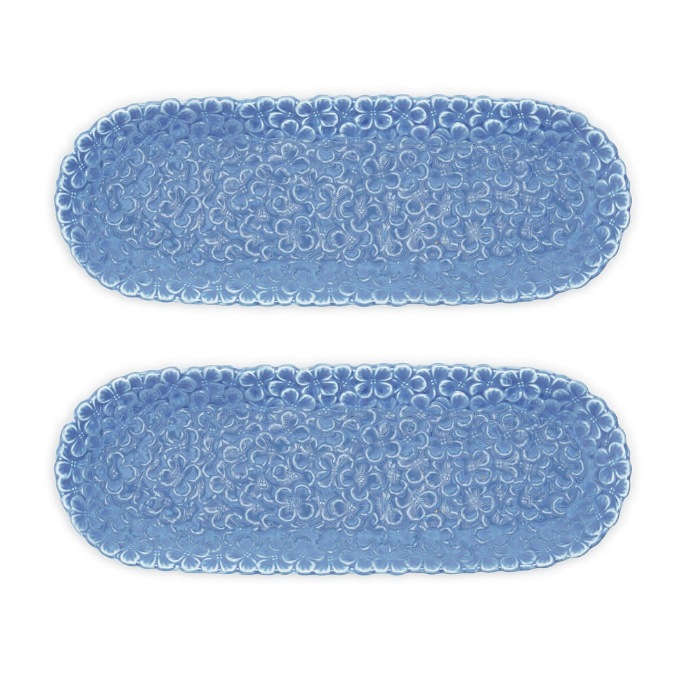 Two's Company Premium Porcelain Hydrangea Cracker Dishes - Set of 2