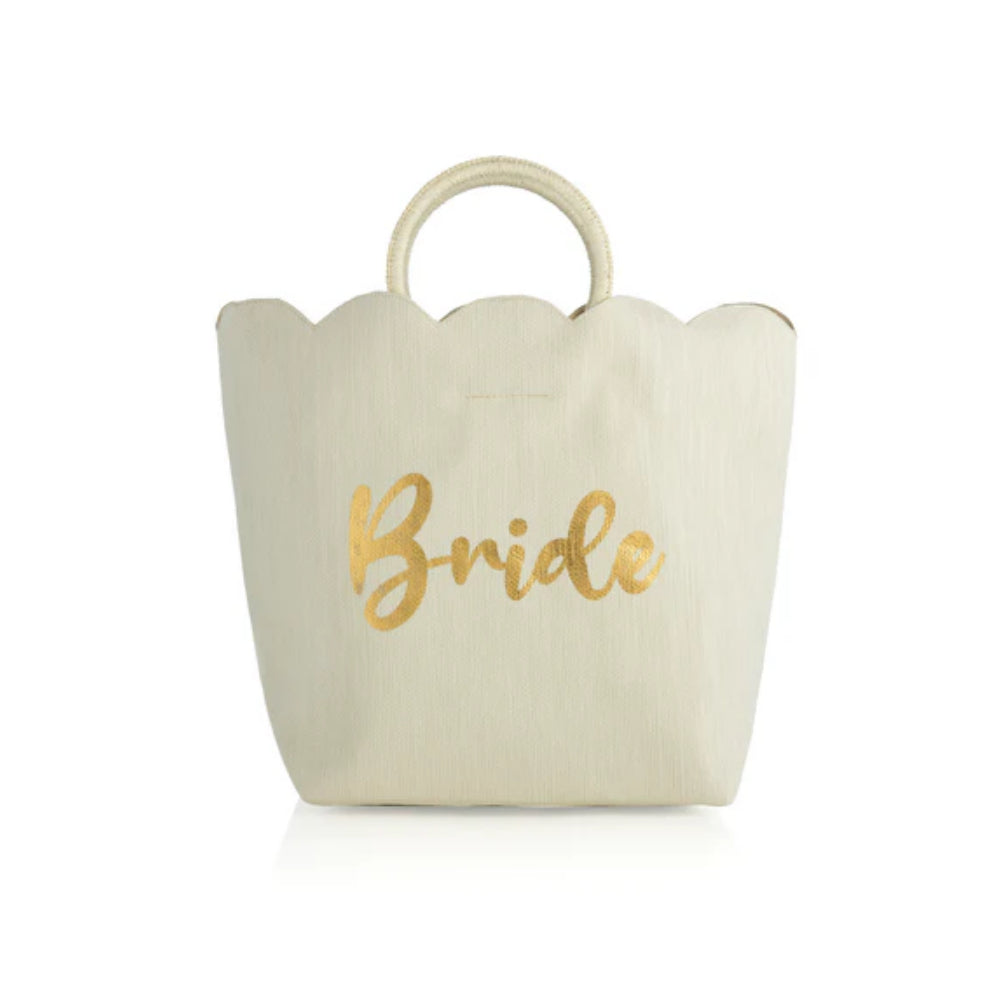 Shiraleah Ivory Scalloped Edge 'Bride' Summer Tote Bag