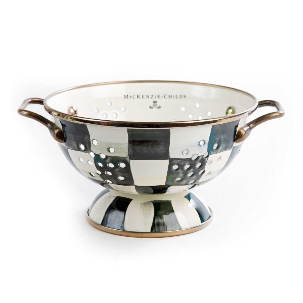 MacKenzie-Childs Small Courtly Check Enamel Colander for Kitchen Use