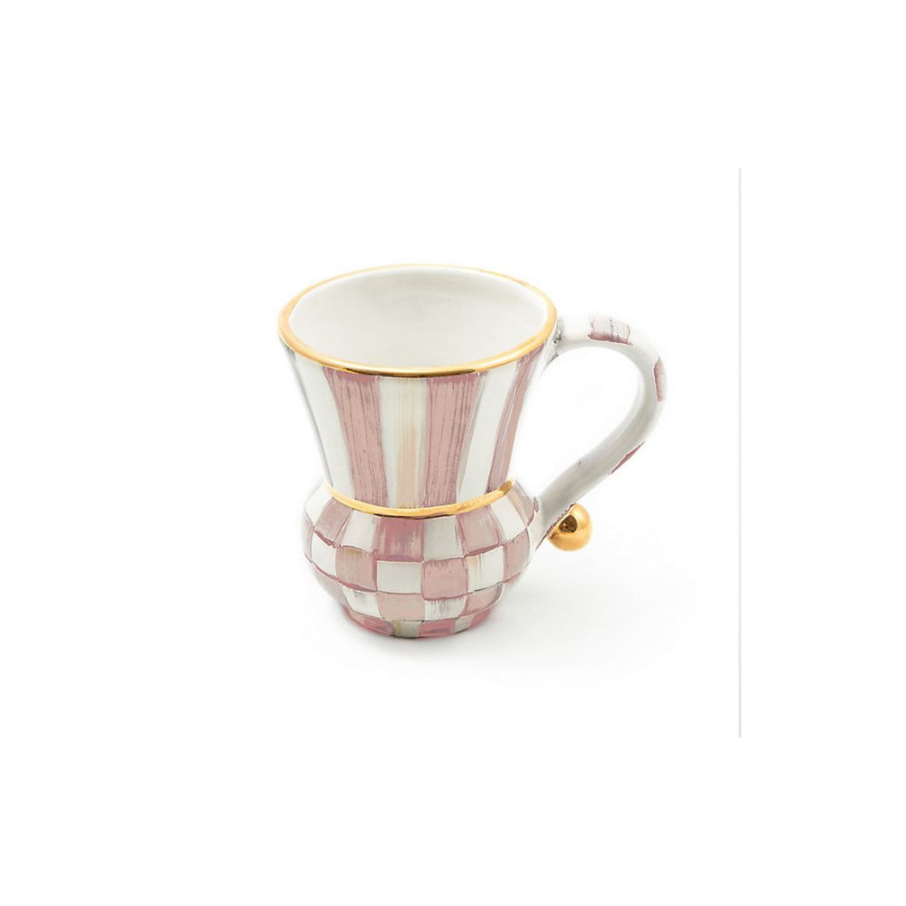 MacKenzie-Childs Handmade and Hand-painted Rosy Check Design Ceramic Coffee Mug
