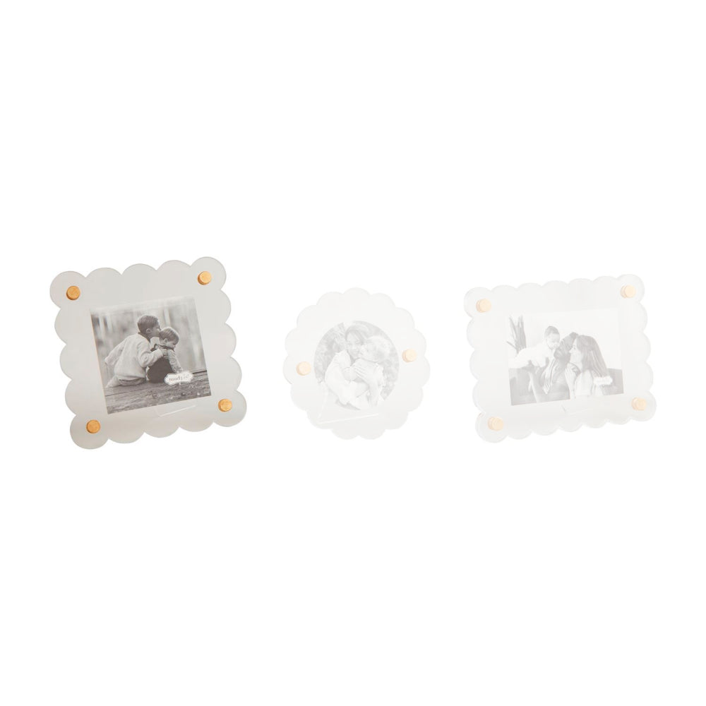 Mud Pie Mini Elegant Scalloped Acrylic Photo Frames for Displaying Precious Memories
